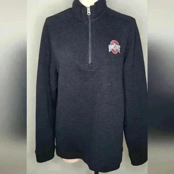 Cutter & Buck OSU Ohio State Men's Ribbed Quarter Zip Black Pullover Size Medium - Picture 1 of 9